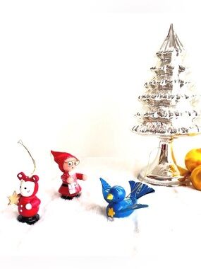 VINTAGE wooden hand painted Christmas ornaments